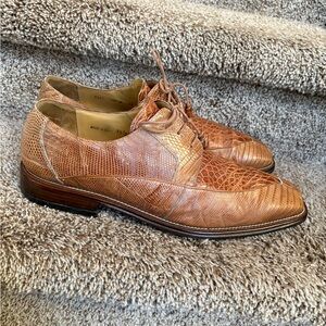 Mezlan Platnum Genuine Lizard Skin Tan Men's Lace-up Shoes
